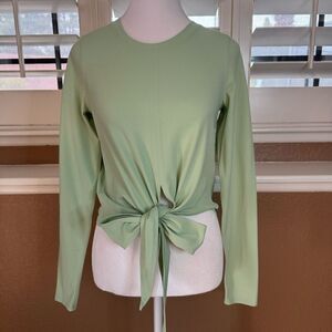 Lululemon Women's 6 Time To Restore Long Sleeve Wrap Tee Creamy Mint Green Yoga